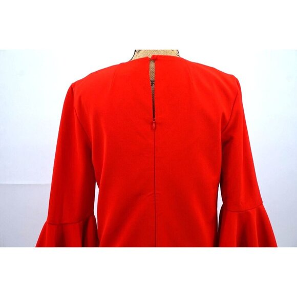 Catherine Dress Women 4 Red Midi Flutter Long Sleeve Lined Zipper Party Festive - Picture 7 of 10